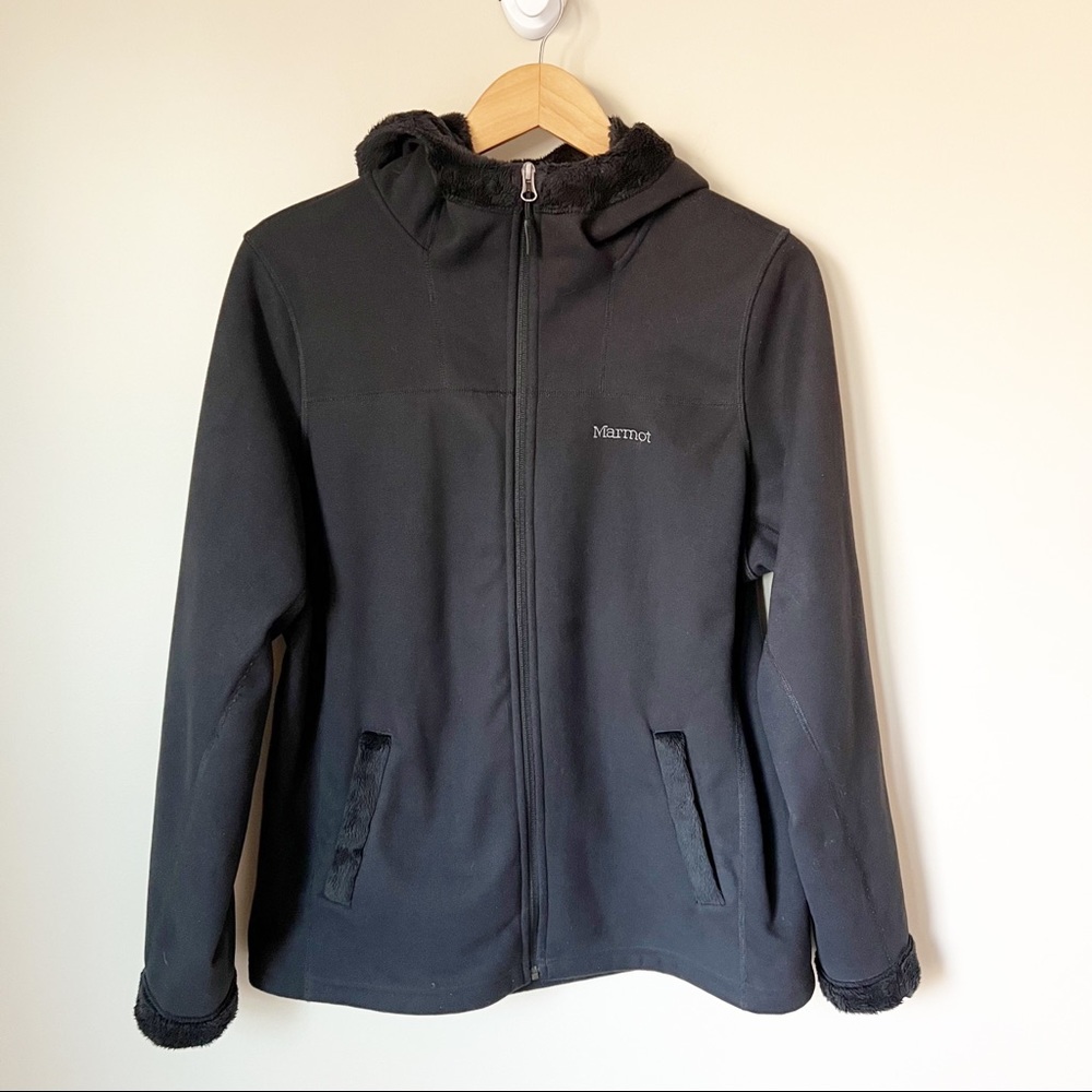 Marmot Fleece Lined Full Zip Hooded Jacket Black XL